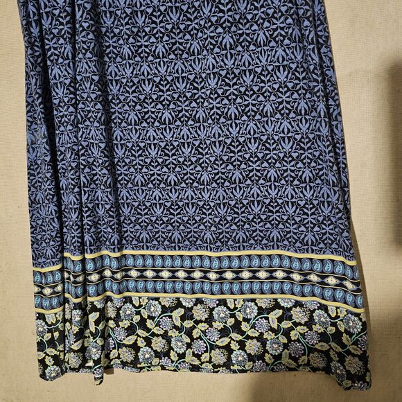J. Jill Blue Floral Maxi Skirt Size Small Stretch Pockets Elastic Waist Soft - Picture 5 of 9
